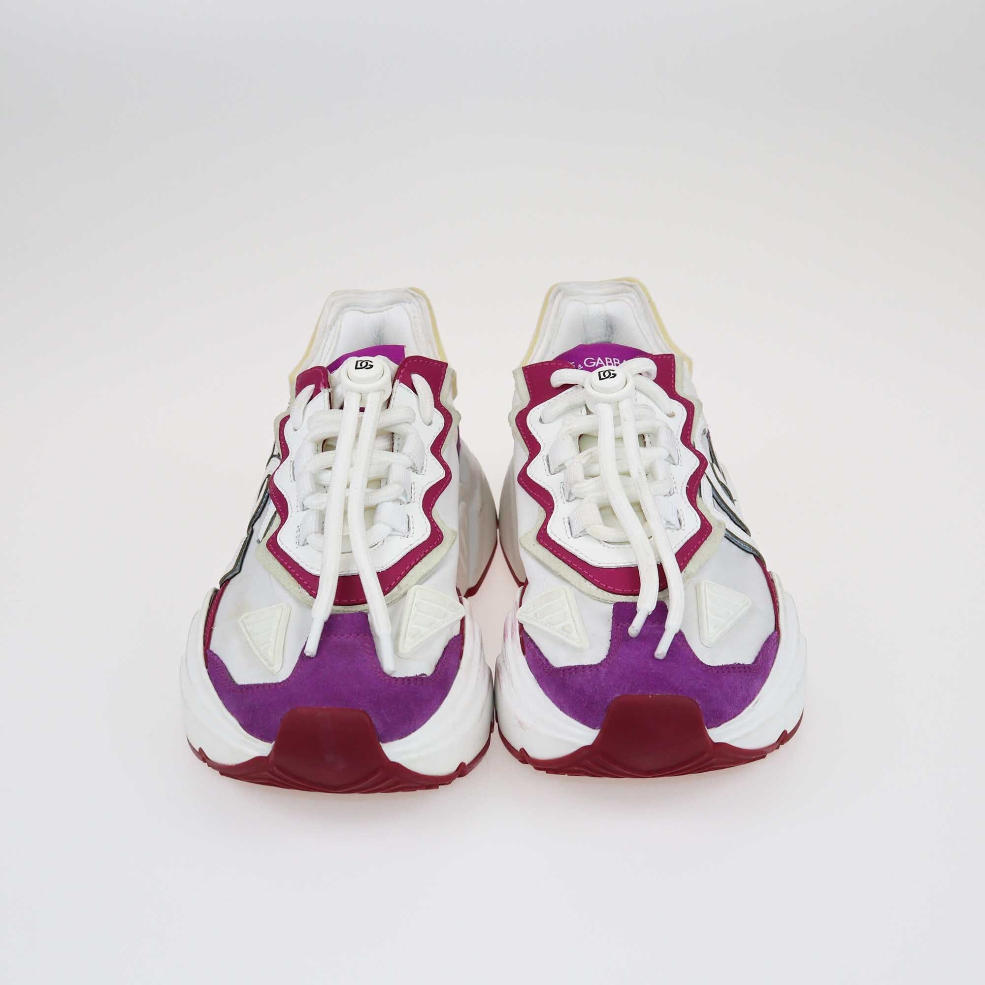 Dolce & Gabbana White/Purple Daymaster Low Top Sneakers Shoes Dolce & Gabbana 