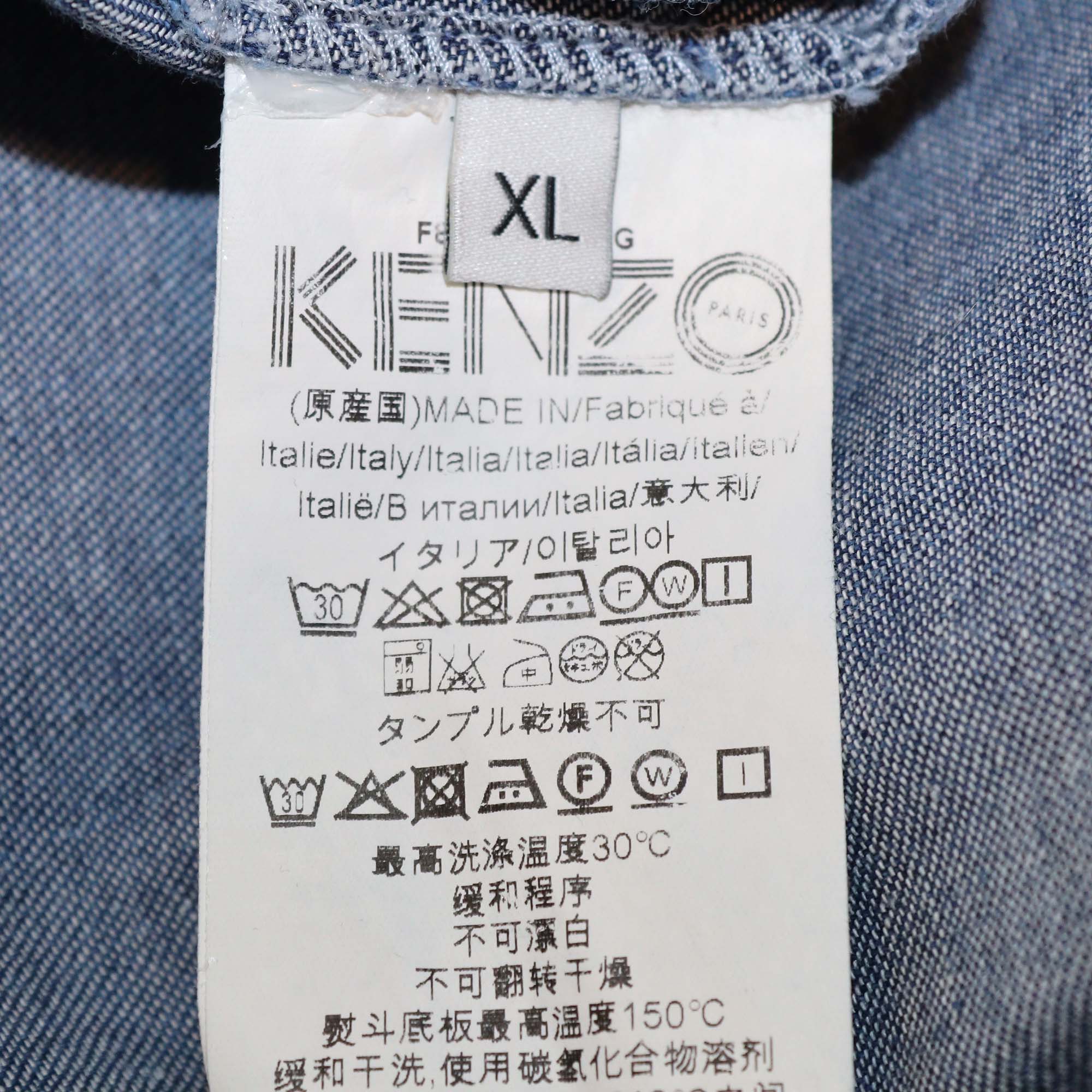 Kenzo Blue Denim XL Long Sleeve Casual Shirt