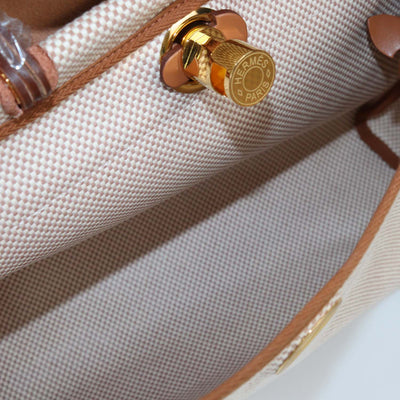 Hermes Ecru Beige/Naturel Sable Criss Viking Canvas and Vache Hunter Leather Herbag Zip 31 Bag