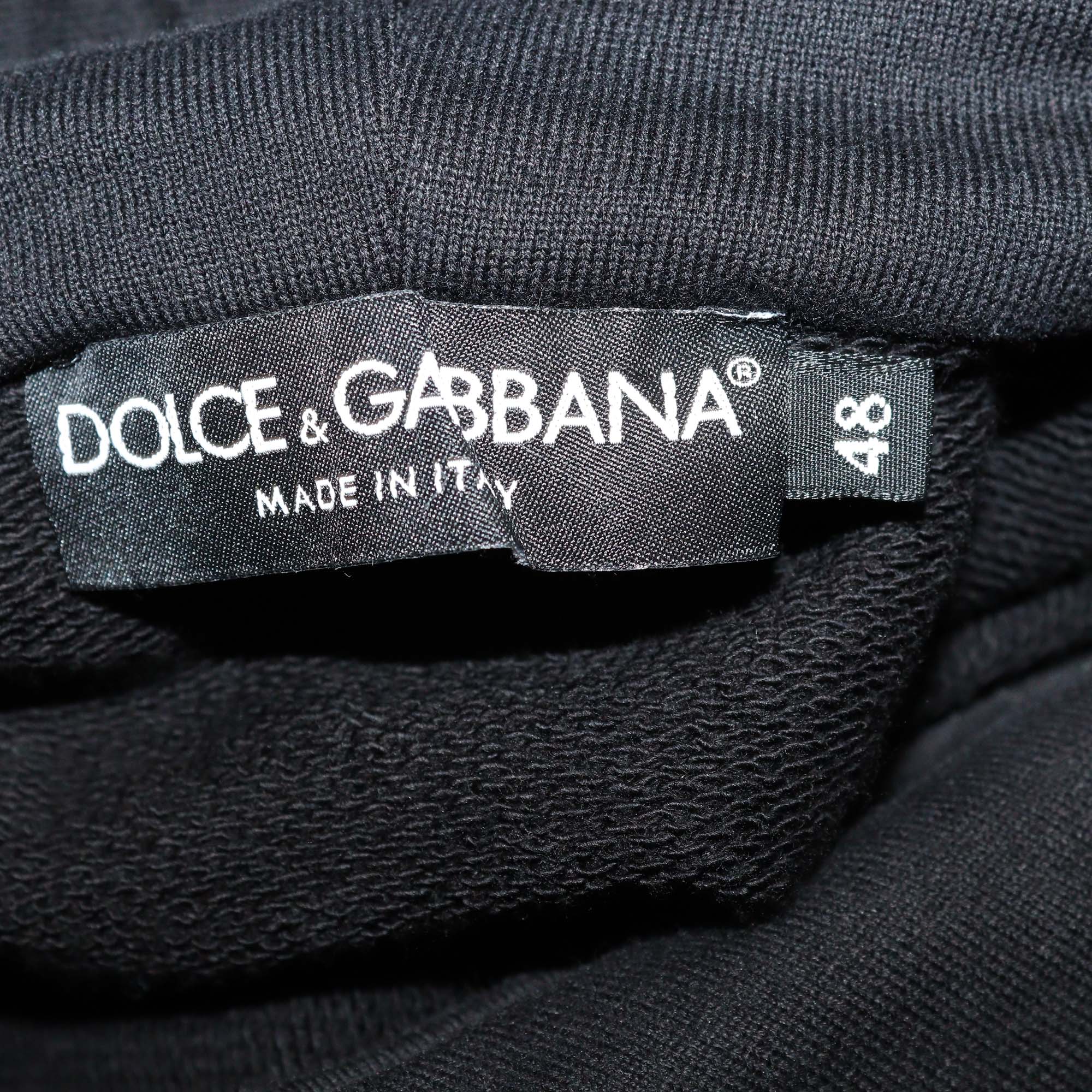 Dolce & Gabbana Black Cotton Logo Embroidered Long Sleeve Hoodie & Jogger Set