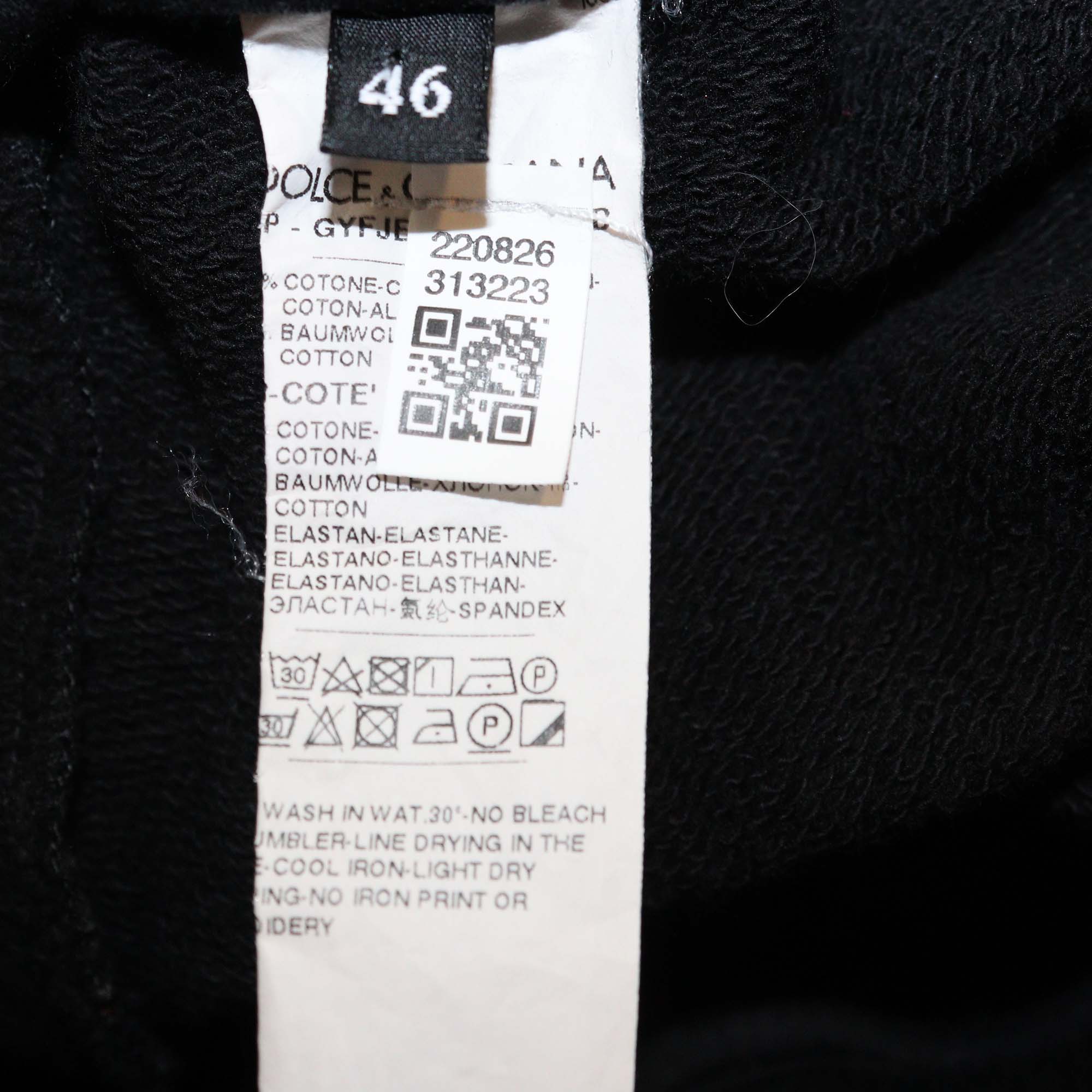 Dolce & Gabbana Black Cotton Logo Embroidered Long Sleeve Hoodie & Jogger Set