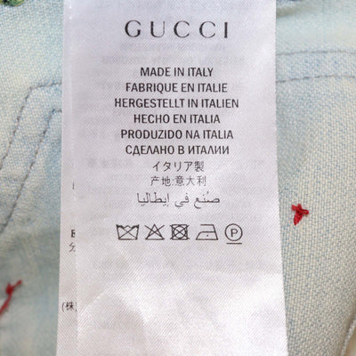 Gucci Blue Denim Floral Embroidered Mini Skirt
