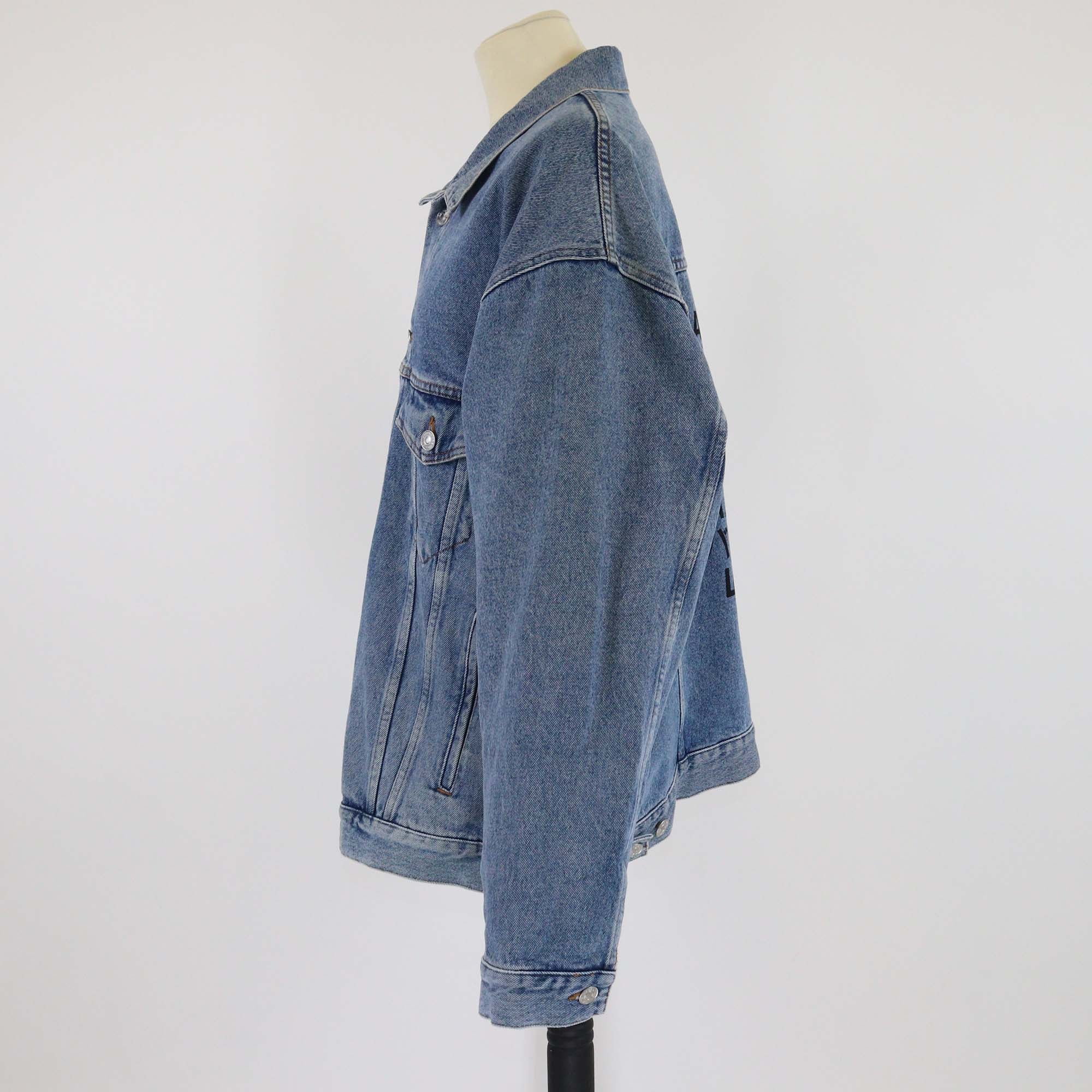 Balenciaga Stone Wash Indigo Denim Large Fit Logo Jacket