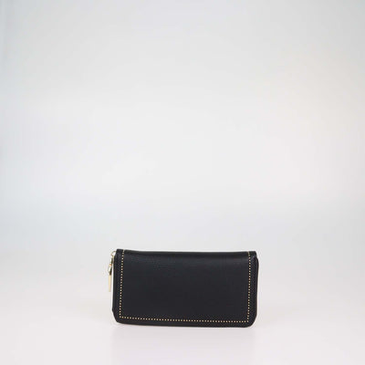 Ermano Scervino Black Faux Leather Studded Zip Around Wallet