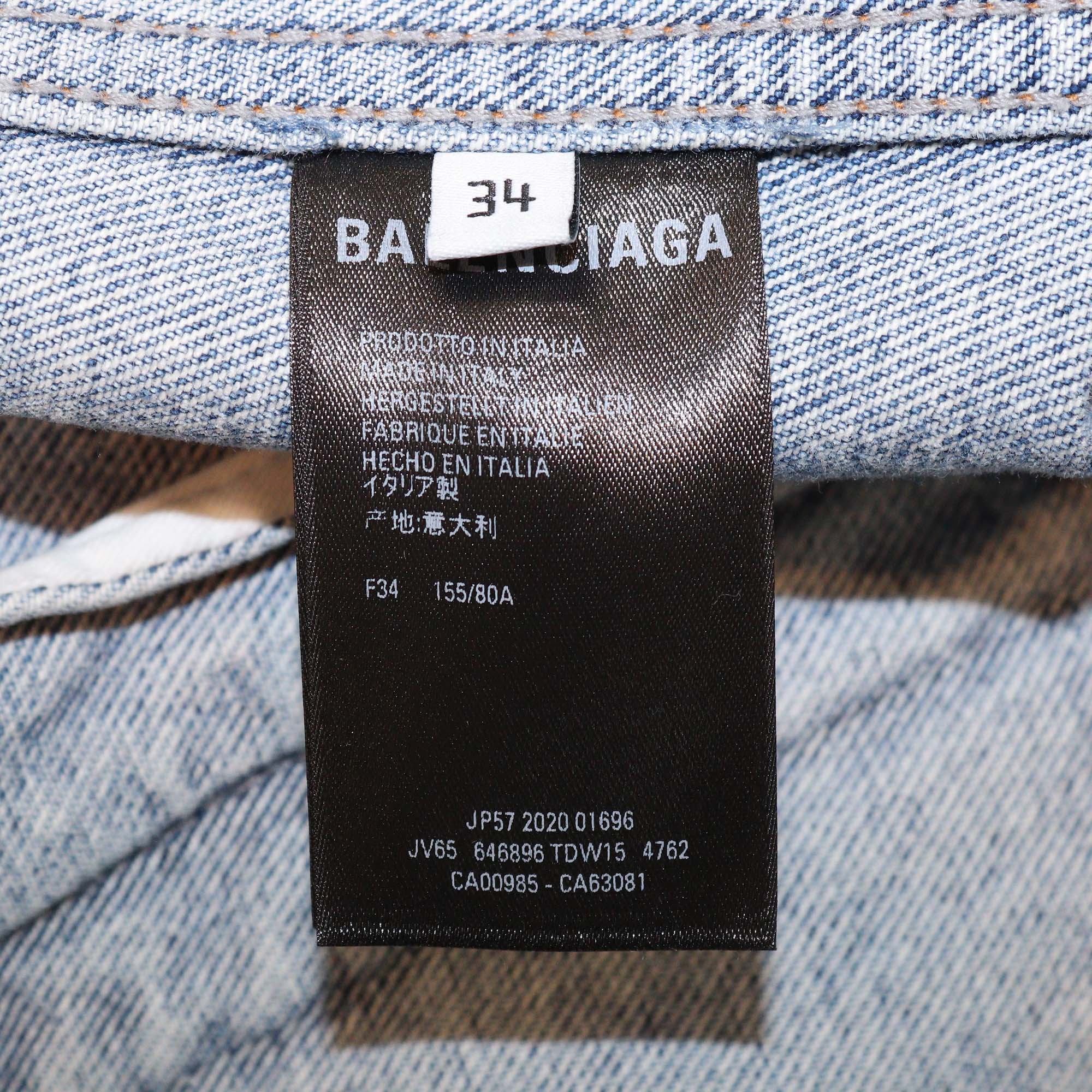 Balenciaga Stone Wash Indigo Denim Large Fit Logo Jacket