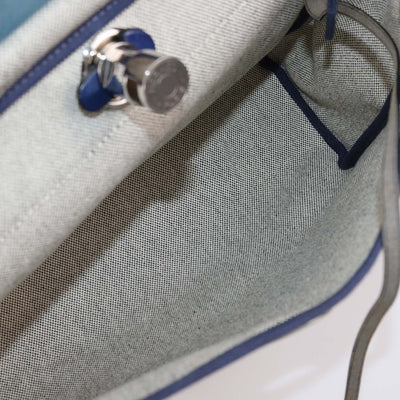 Hermes Bleu France/Ecru Canvas and Vache Hunter Leather Brides De Gala Herbag Zip 31 Bag