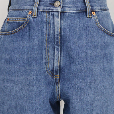 Gucci Blue Denim Horsebit Details Shorts