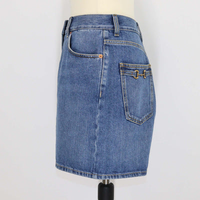 Gucci Blue Denim Horsebit Details Shorts
