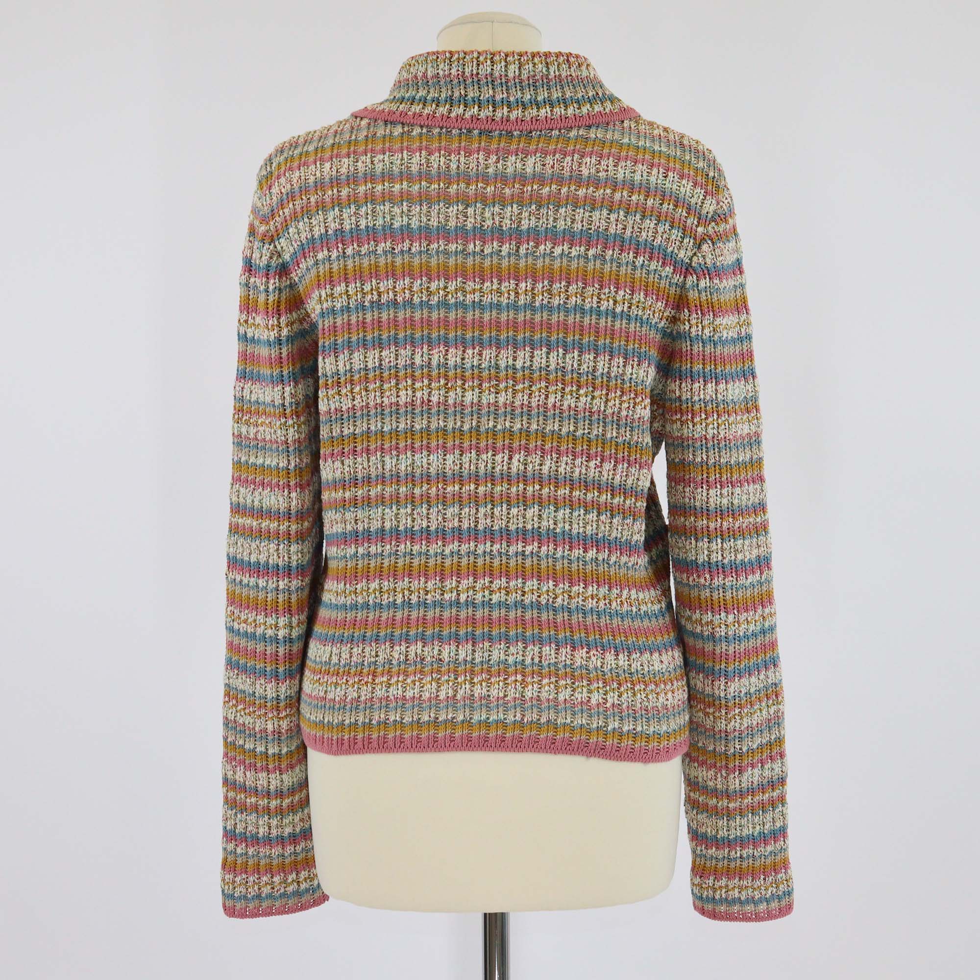 Chanel Multicolor Ribbed Knit Cotton Zip Jacket