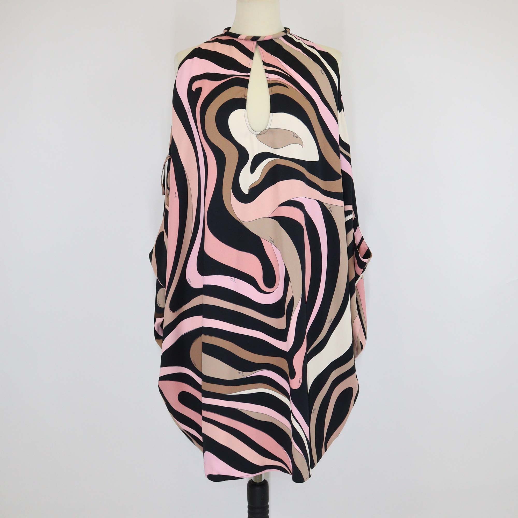 Pucci Multicolor Viscose Marmo Print Kaftan Mini Dress