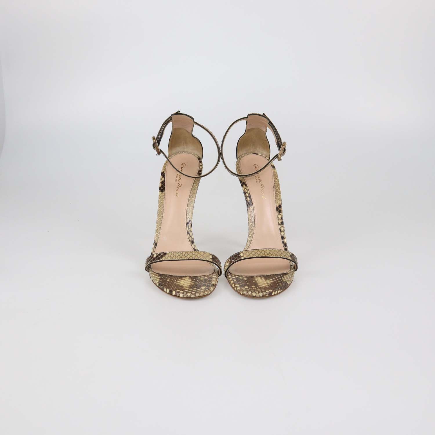 Gianvito Rossi Beige Python Ankle Strap Sandals