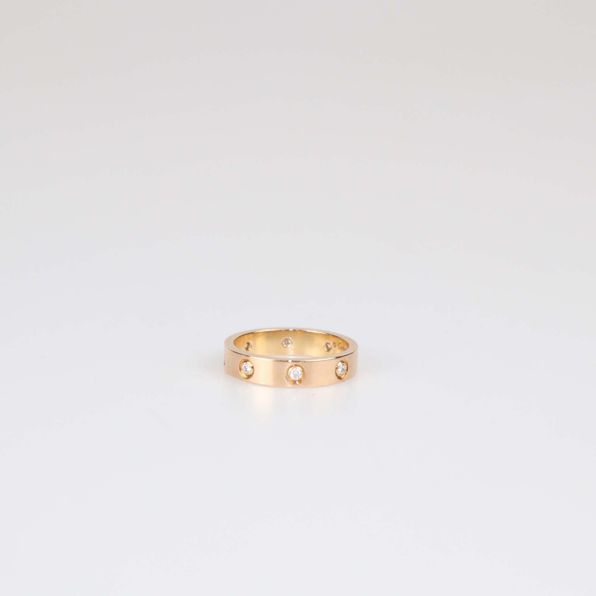 Cartier Love 18K Rose Gold Diamond Ring Size 52