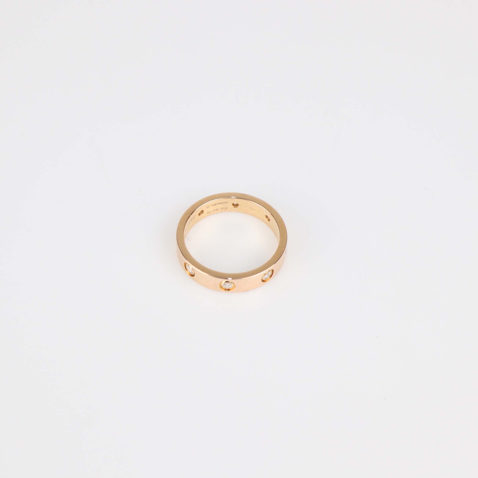 Cartier Love 18K Rose Gold Diamond Ring Size 52