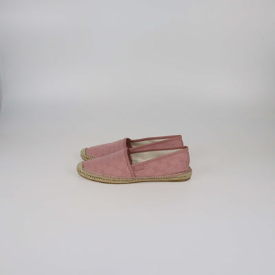 Gucci Pink GG Espadrille Flats Womens Gucci 