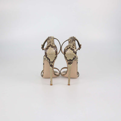 Gianvito Rossi Beige Python Ankle Strap Sandals