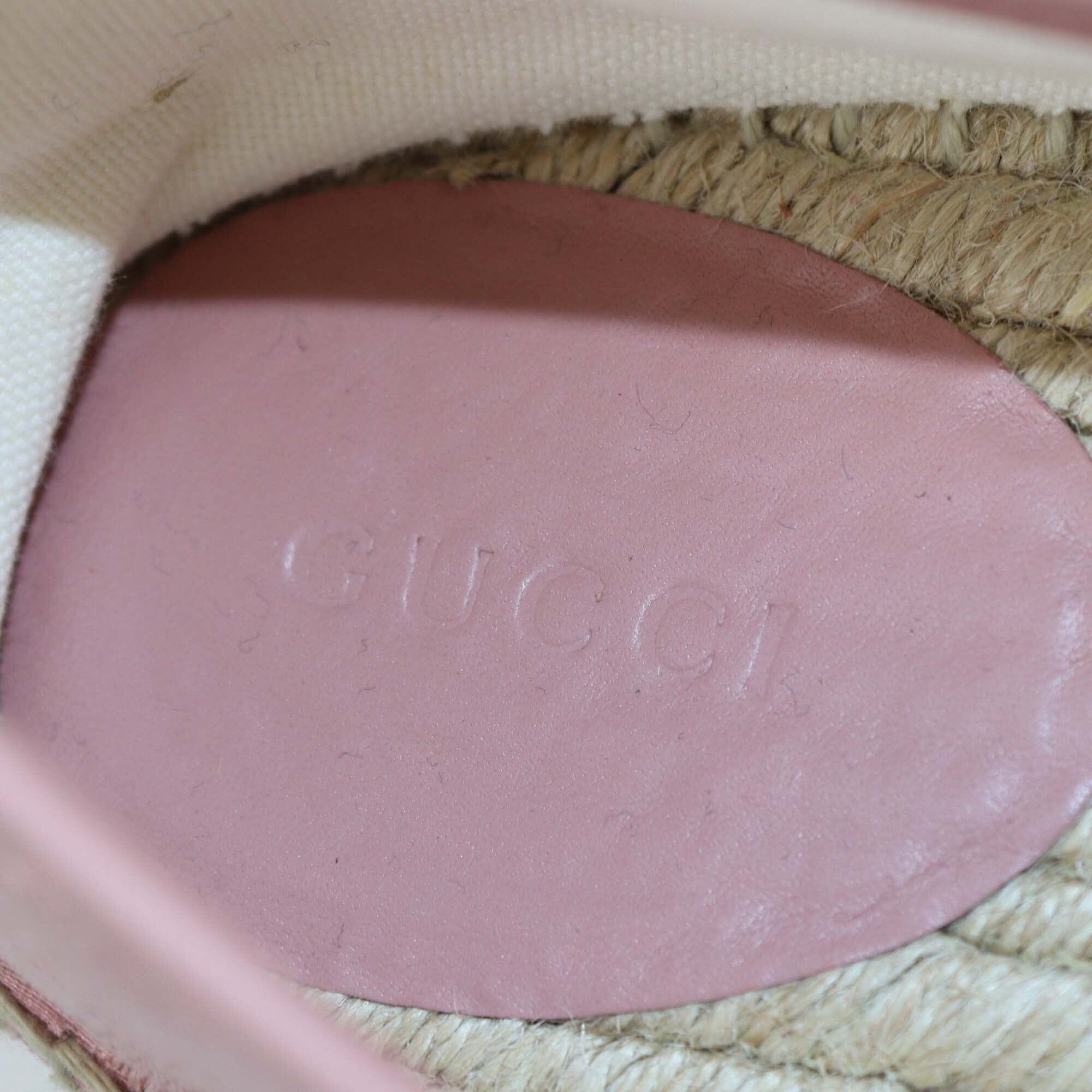 Gucci Pink GG Espadrille Flats Womens Gucci 