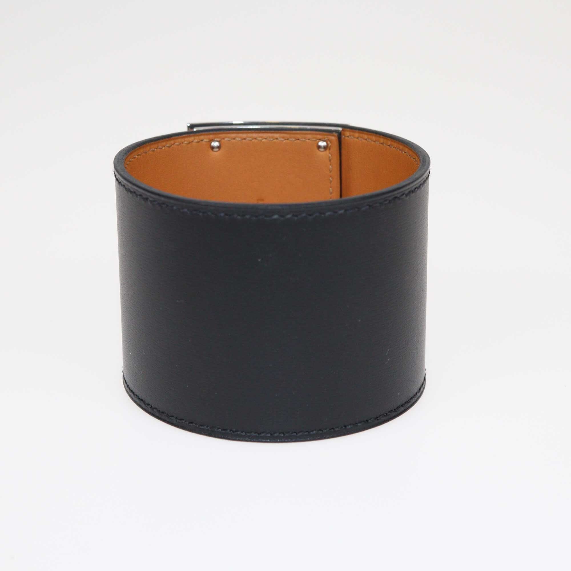 Hermes Black/Brown Box Kelly Dog Bracelet L/T4 Accessories Hermes 