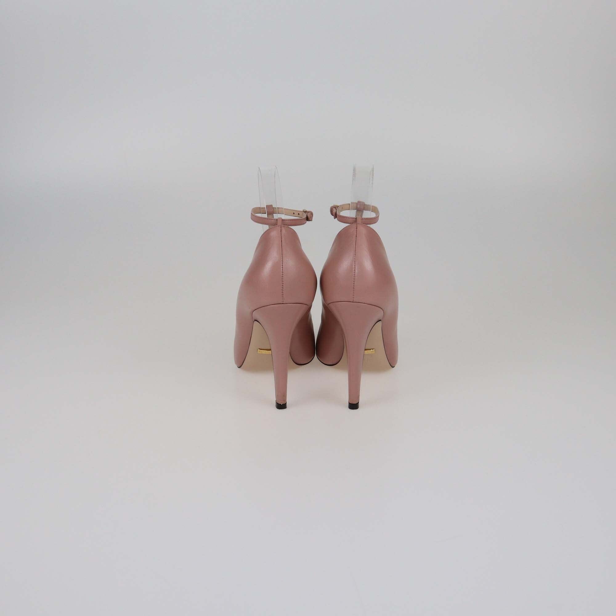 Gucci Mauve Molina Heart T-Strap Peep Toe Pumps Womens Gucci 