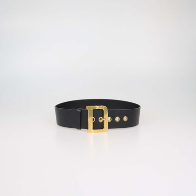 Christian Dior Black Leather DiorQuake Buckle Belt