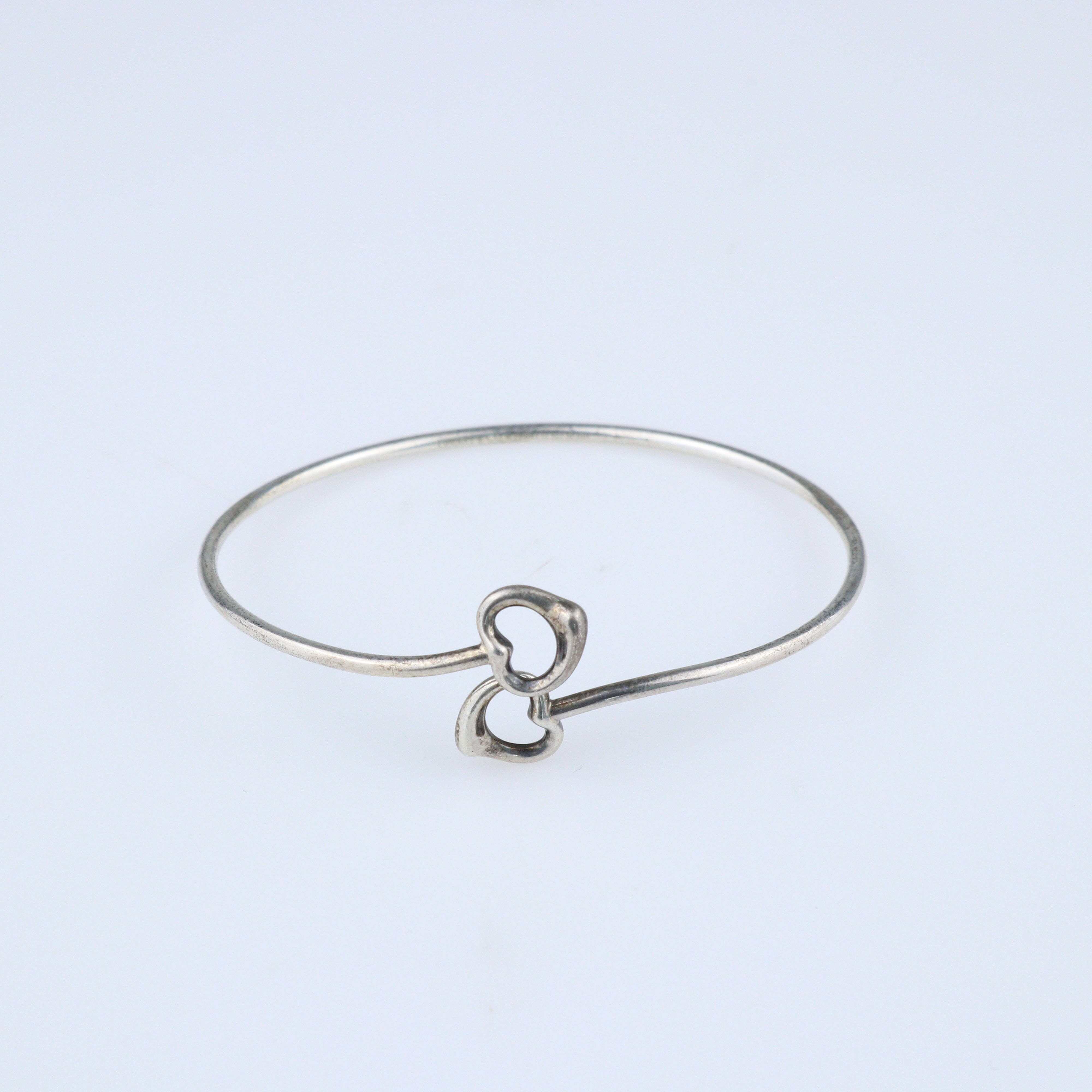 Tiffany & Co. Double Open Heart Elsa Peretti Silver Bangle Bracelet Fine Jewelry Tiffany & Co 