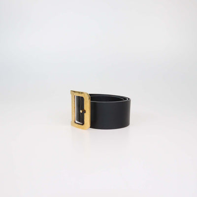 Christian Dior Black Leather DiorQuake Buckle Belt
