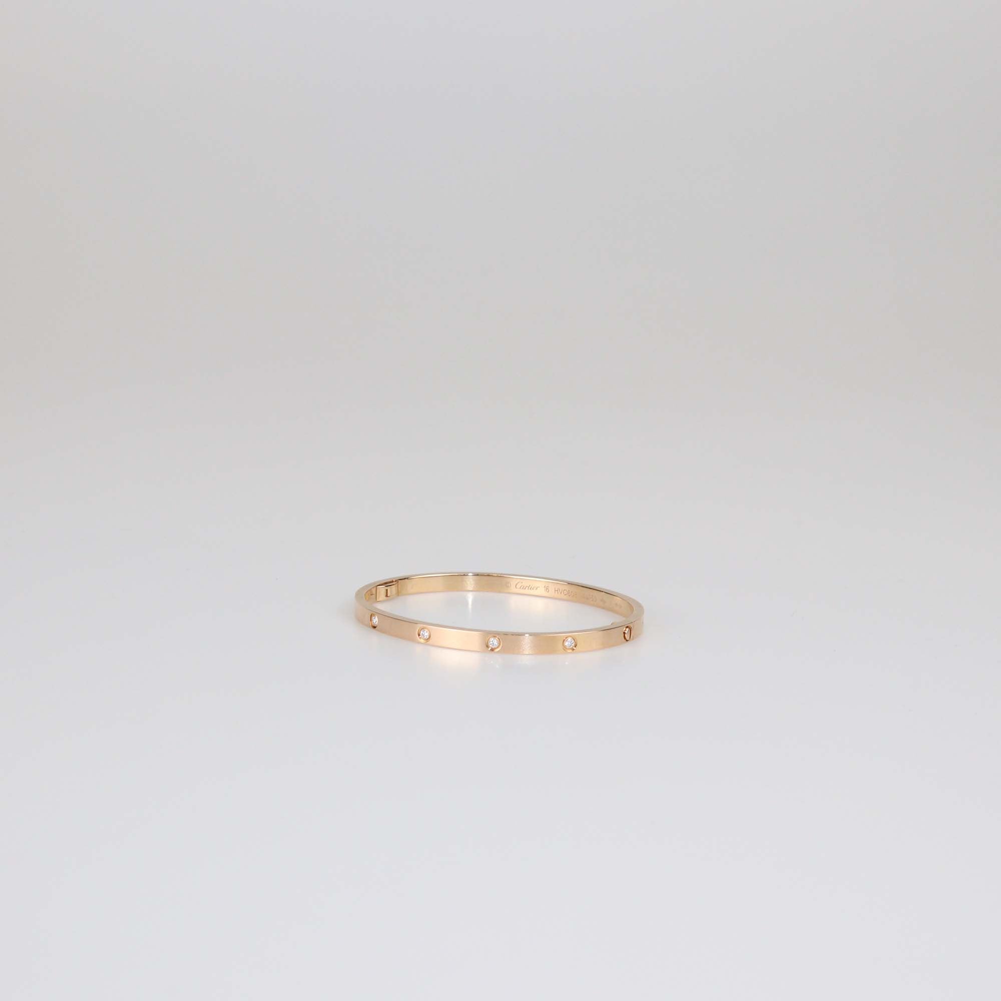 Cartier Love 18K Rose Gold Diamond Small Model Bracelet Size 16