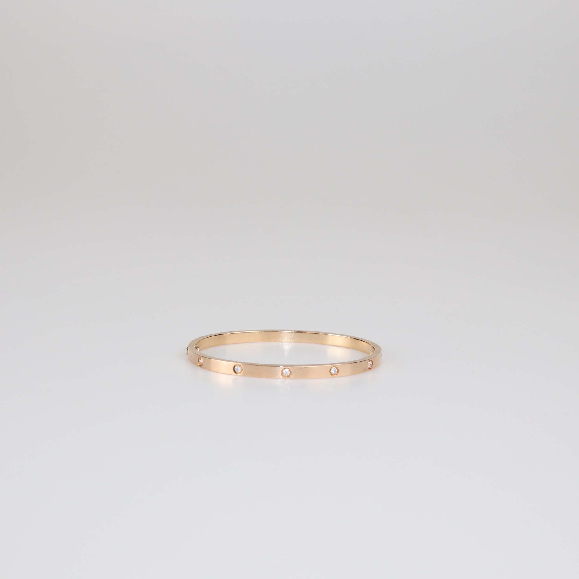 Cartier Love 18K Rose Gold Diamond Small Model Bracelet Size 16