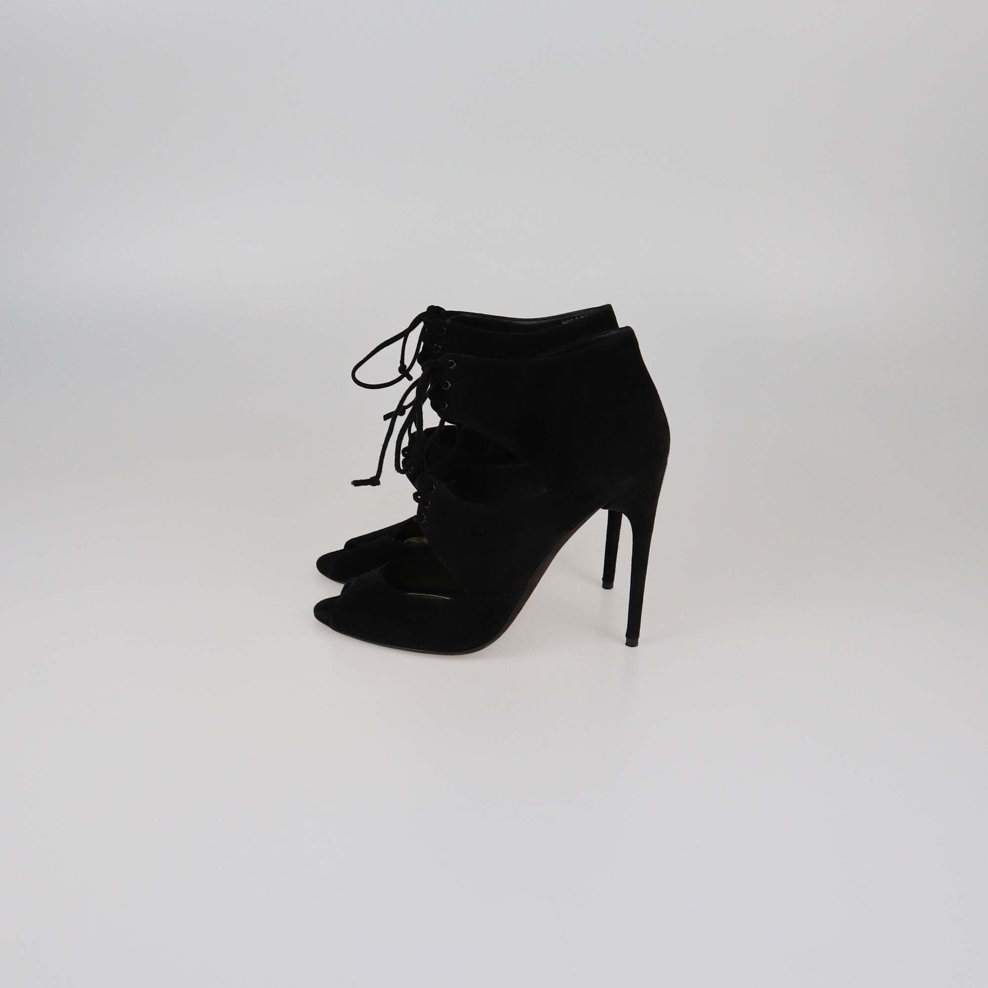 Tom Ford Black Cut Out Peep Toe Ankle Sandals Womens Tom Ford 