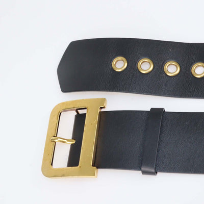 Christian Dior Black Leather DiorQuake Buckle Belt