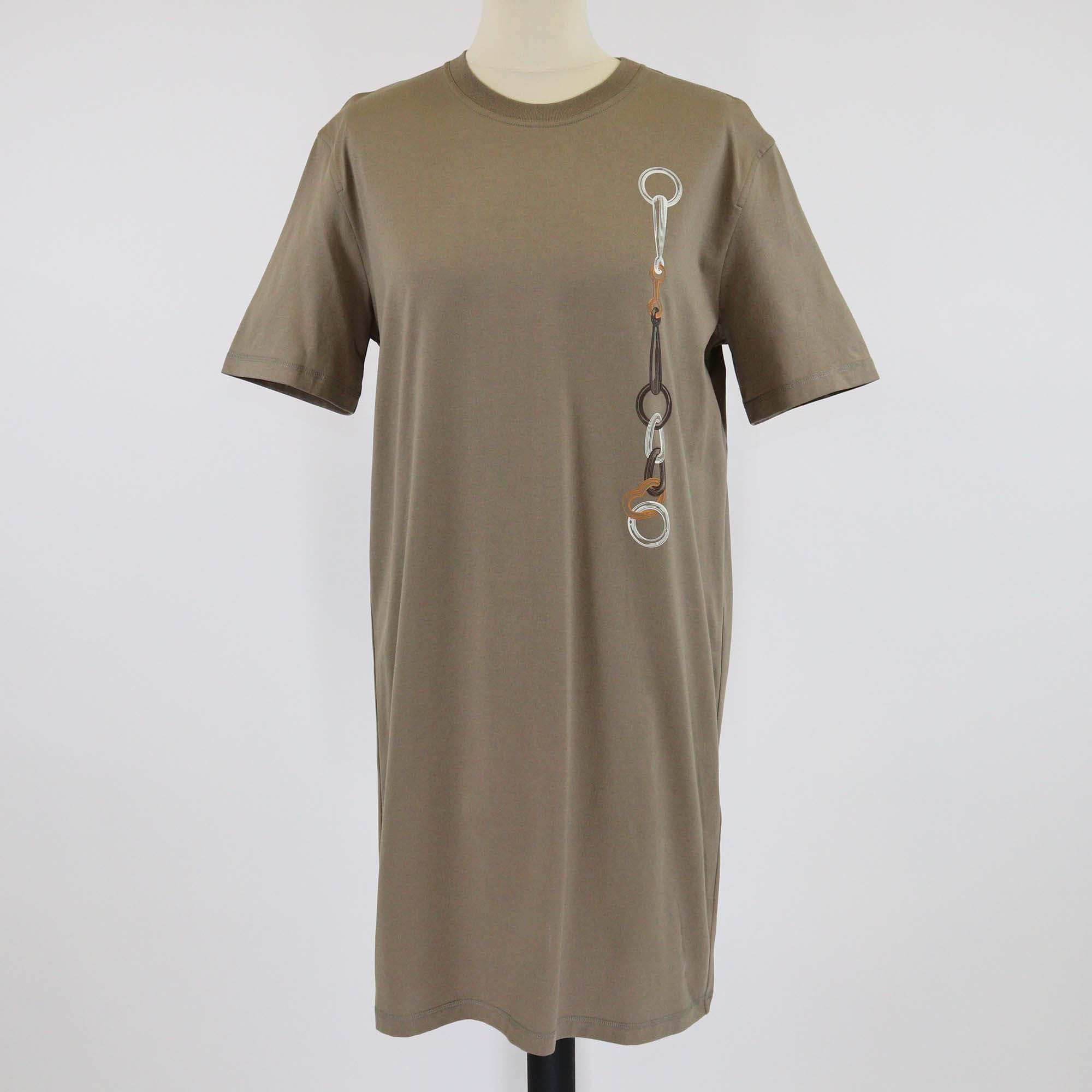 Hermes Gris Etoupe Cotton Effet Kaleidoscope T-Shirt Dress