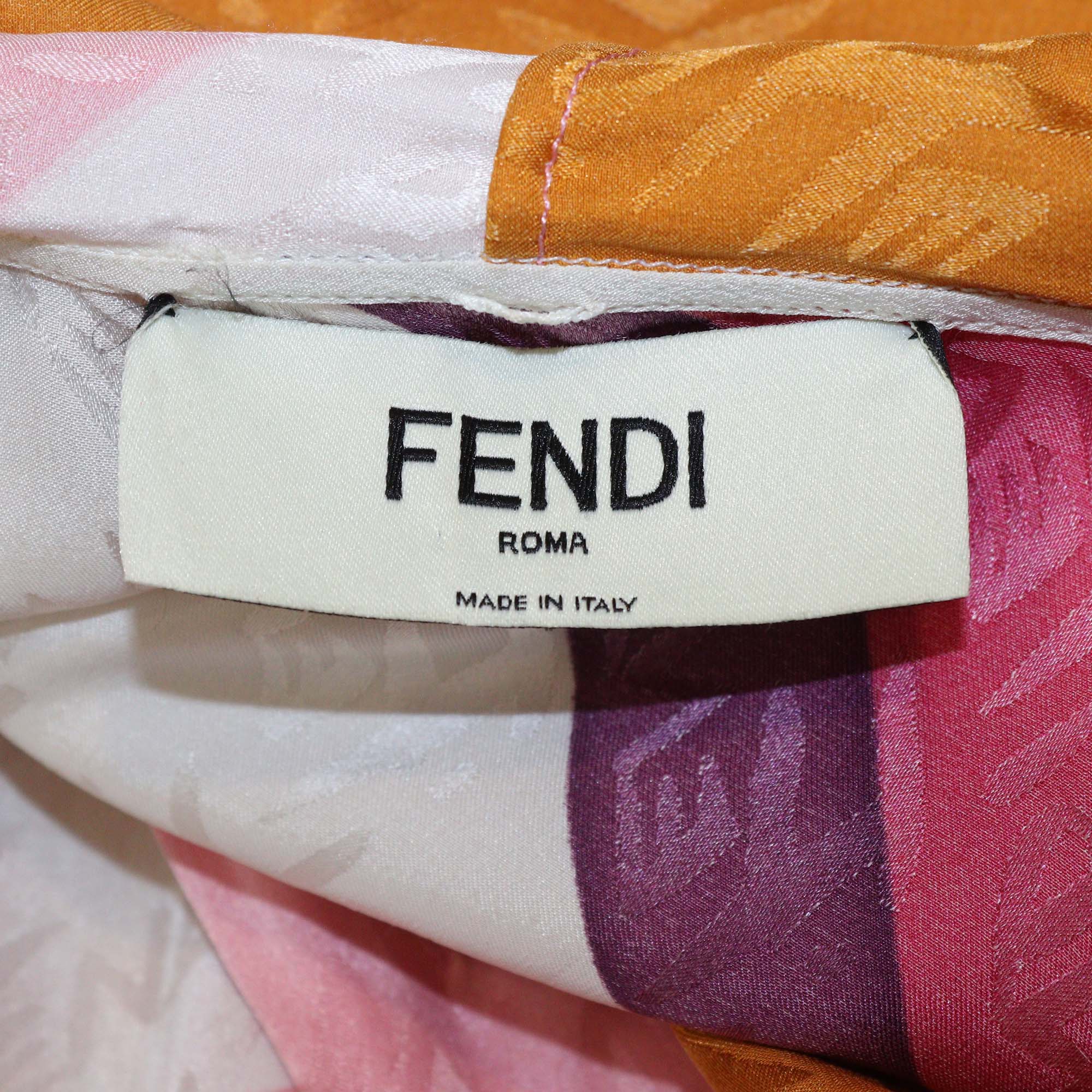 Fendi Multicolor Silk Monogram Logo Print Short Dress