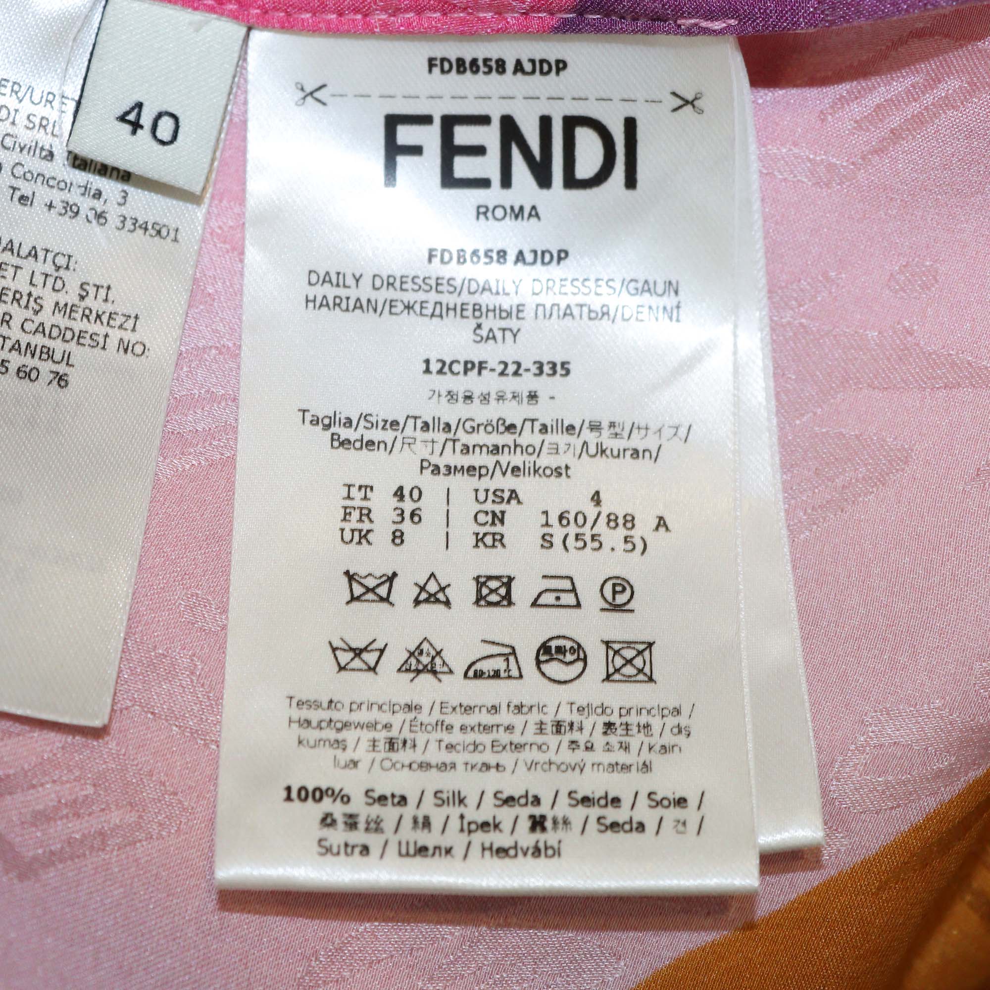 Fendi Multicolor Silk Monogram Logo Print Short Dress