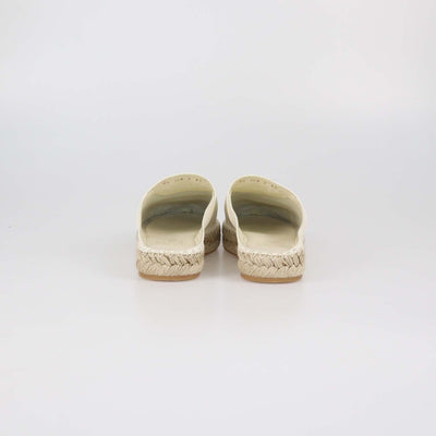 Valentino White Leather VLogo Espadrille Mules