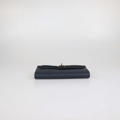 Hermes Indigo Epsom Leather Kelly Classique To Go Wallet