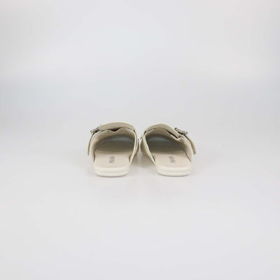 Prada Off White Leather Shuffle Fringed Mules