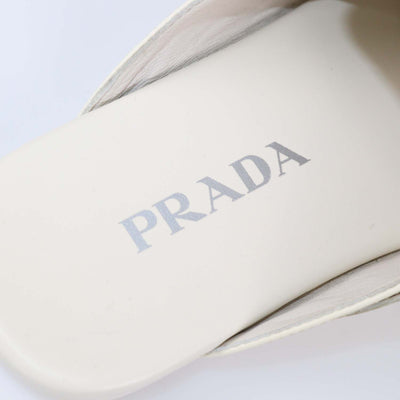 Prada Off White Leather Shuffle Fringed Mules