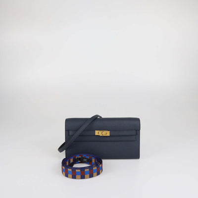 Hermes Indigo Epsom Leather Kelly Classique To Go Wallet