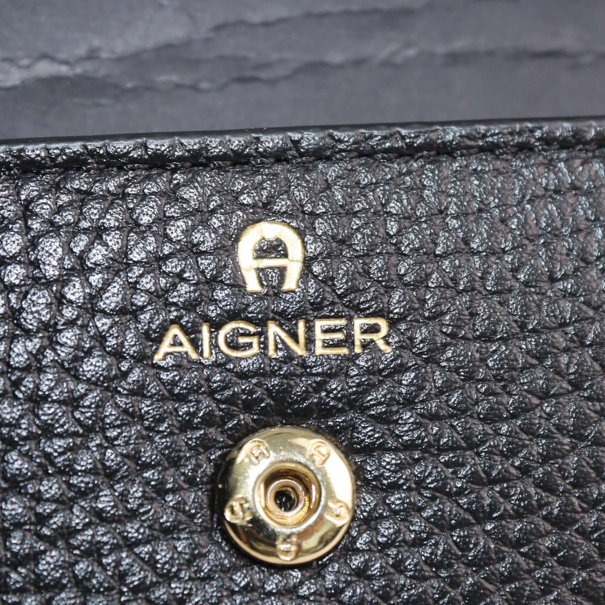 Aigner Black Leather Delia Card Holder