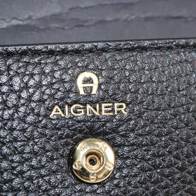 Aigner Black Leather Delia Card Holder