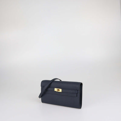 Hermes Indigo Epsom Leather Kelly Classique To Go Wallet