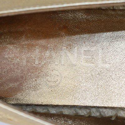 Chanel Gold/Black Espadrilles CC Cap Toe Flats Womens Chanel 
