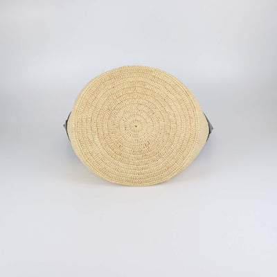 Celine Black/Natural Leather and Raffia Basket Bag