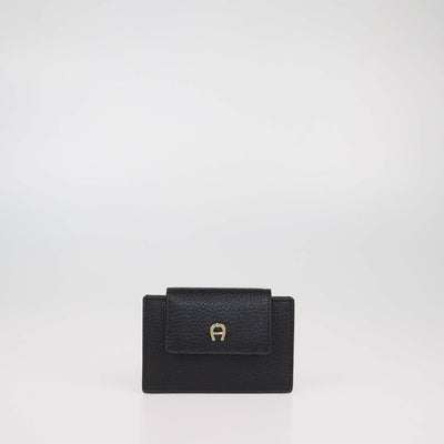Aigner Black Leather Delia Card Holder
