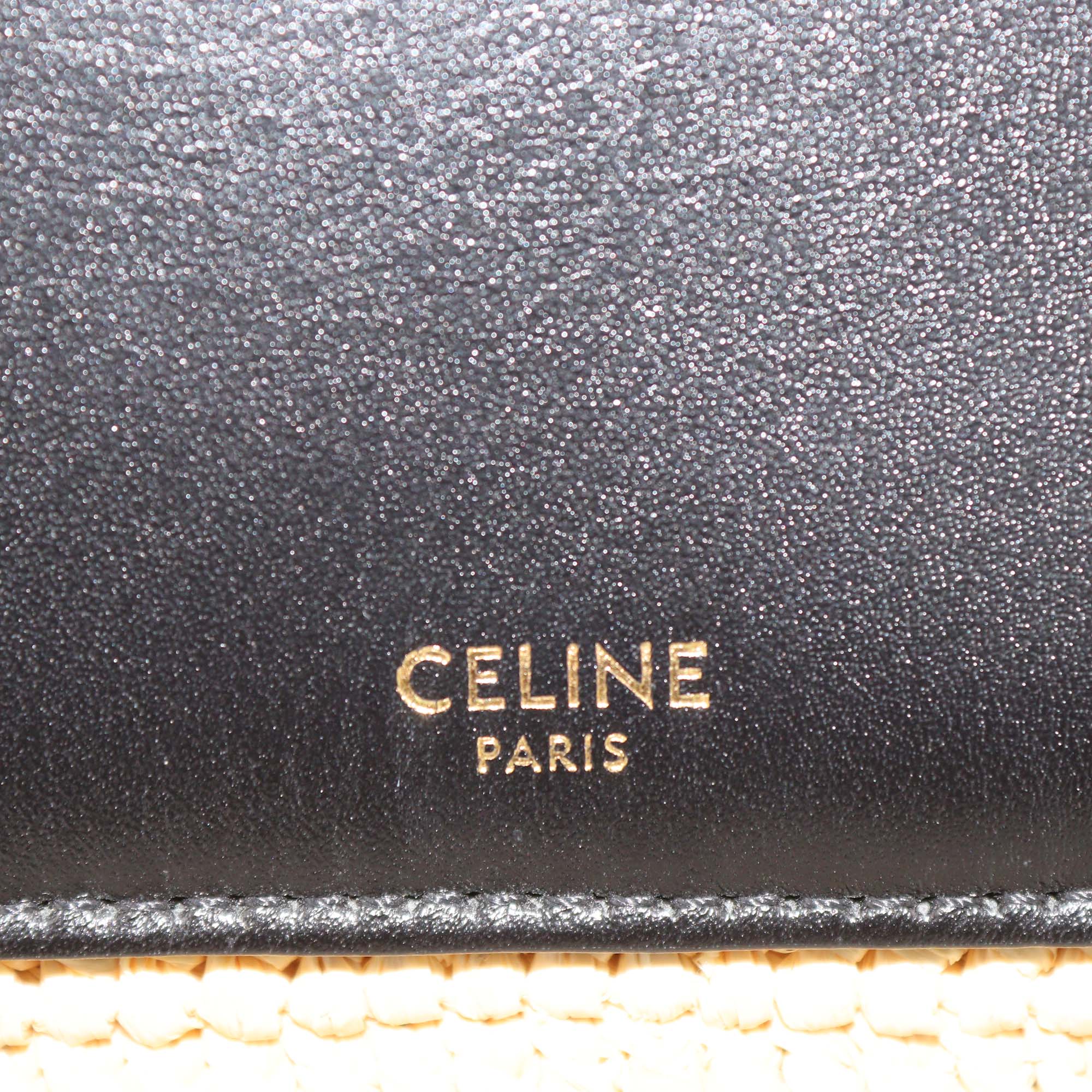 Celine Black/Natural Leather and Raffia Basket Bag