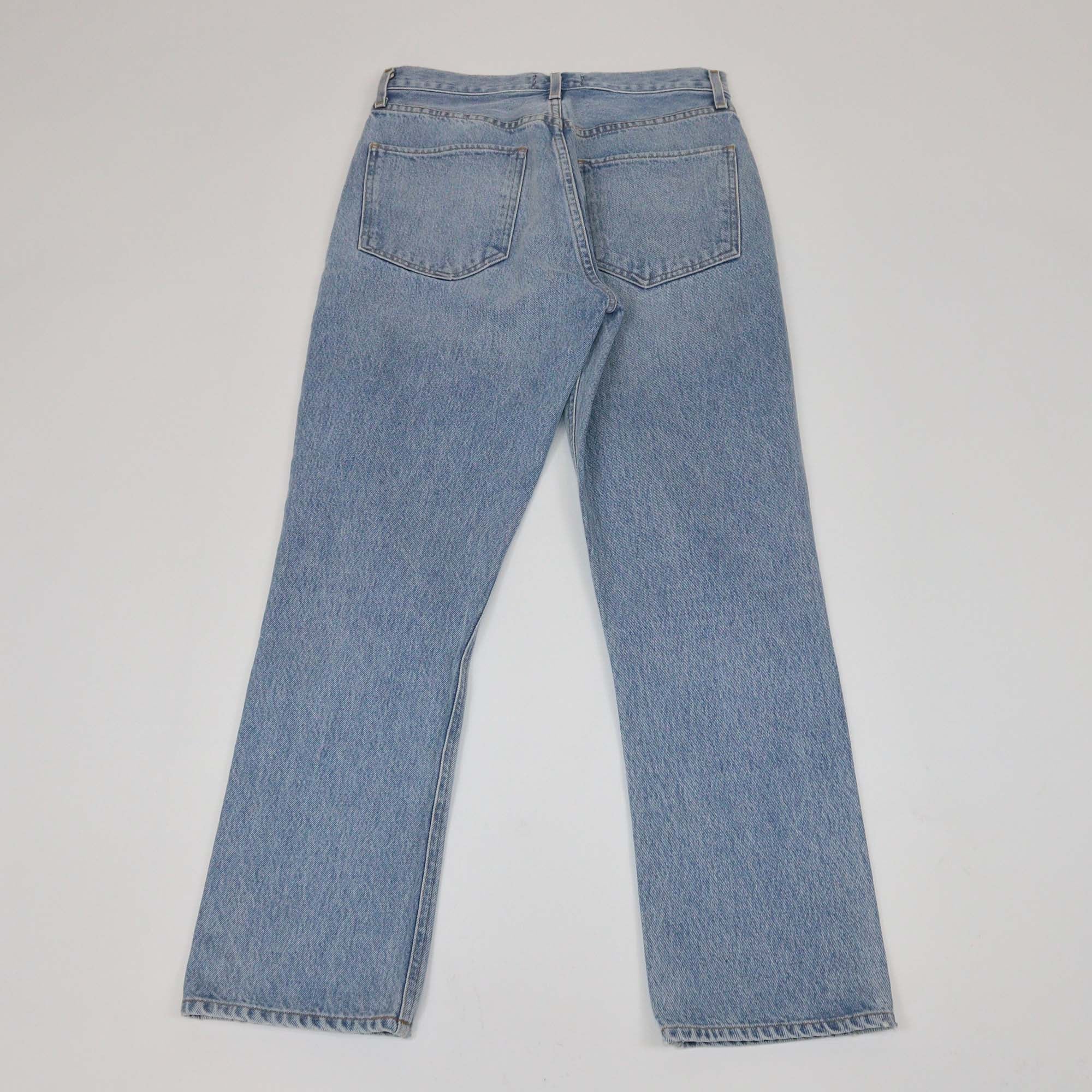 Agolde Blue Denim Riley High Rise Straight Jeans