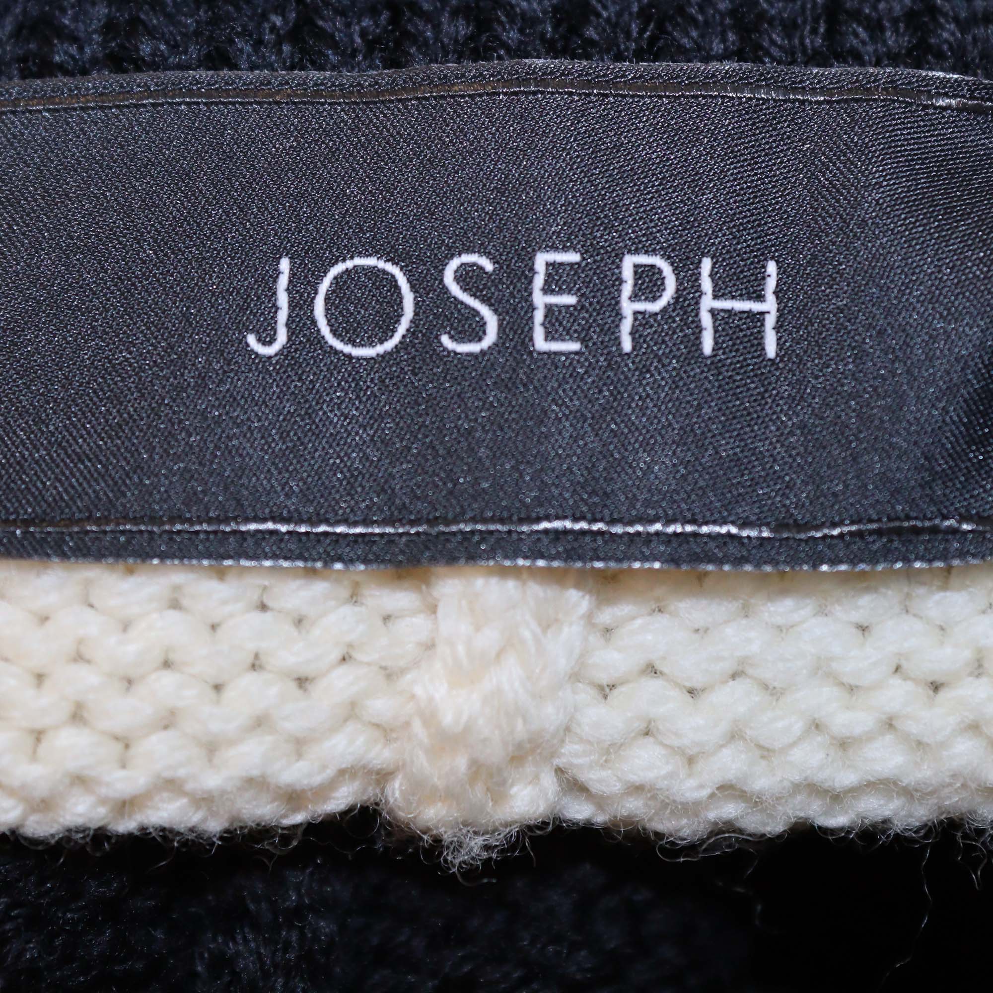 Joseph Black/Cream Knit Wool Button Midi Skirt