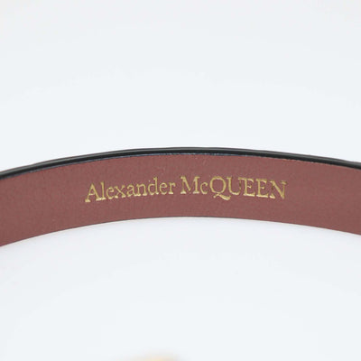 Alexander McQueen Pink Croc Embossed Leather Skull Double Wrap Bracelet
