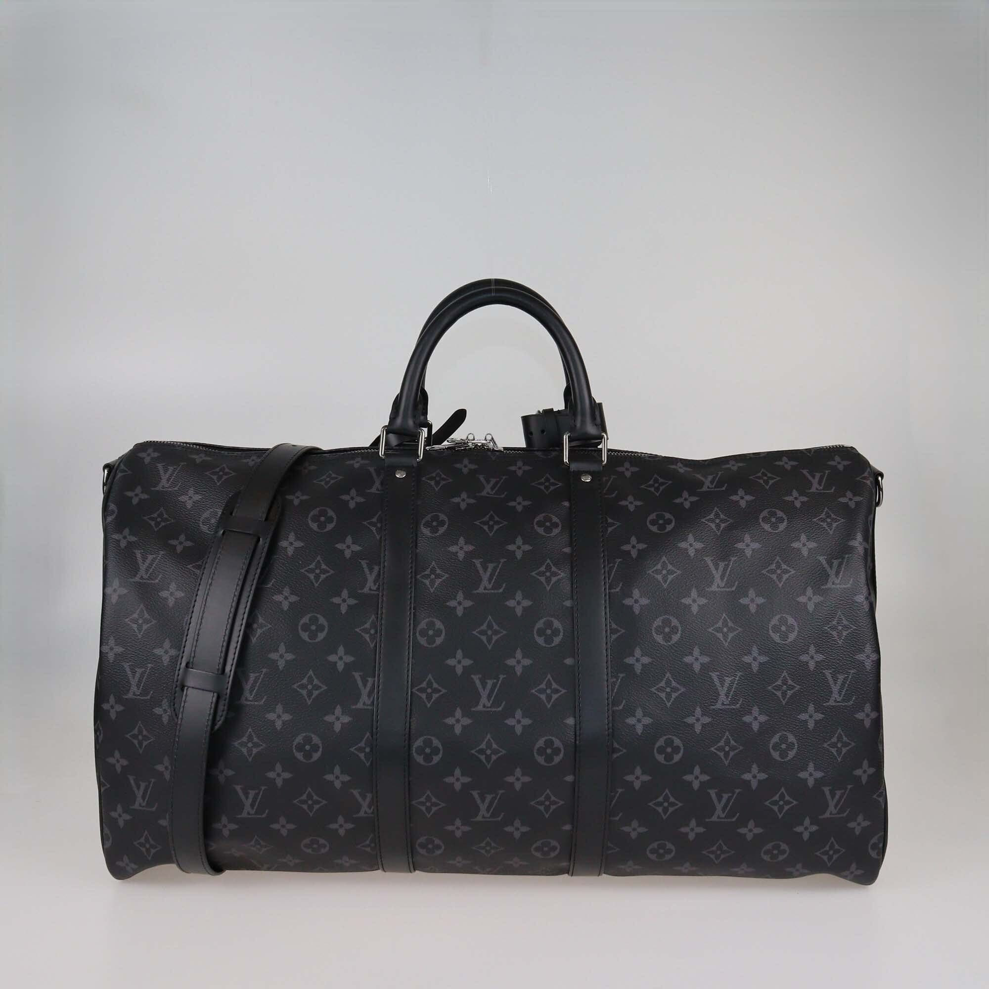 Louis Vuitton Monogram Eclipse Canvas Keepall Bandouliere 55 Bag Mens Louis Vuitton 