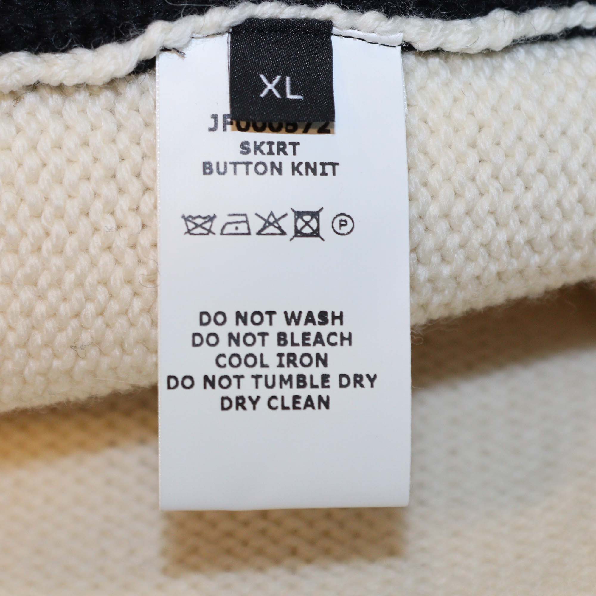 Joseph Black/Cream Knit Wool Button Midi Skirt