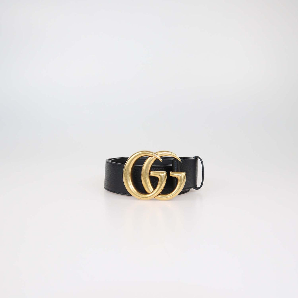 Gucci Black Leather GG Marmont Wide Belt